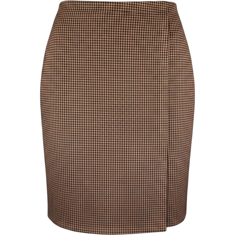 J.Jill Womens Brown Houndstooth Faux Wrap Pencil Skirt Small Professional Office
